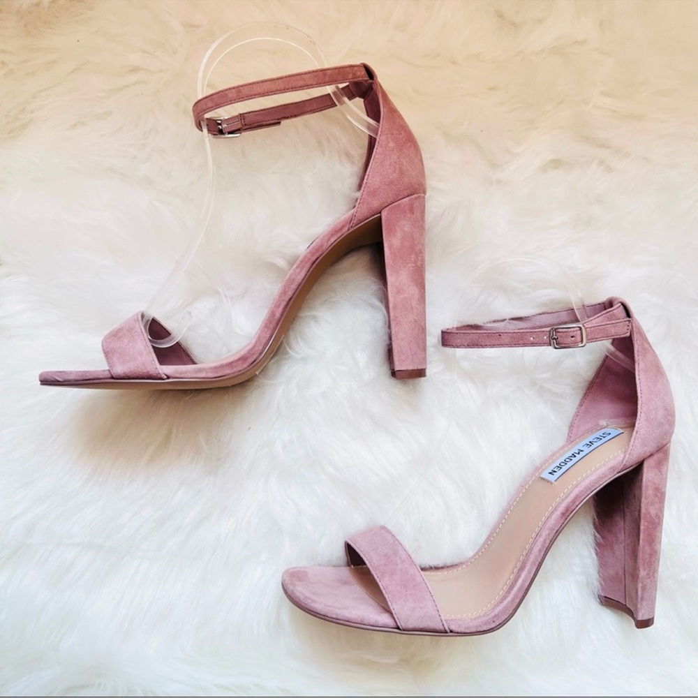 New! Rare STEVE MADDEN Franky Strappy Square Heel Sandals in Mauve - Picture 3 of 8